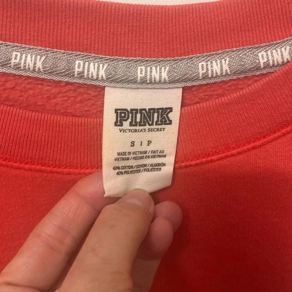 PINK Victoria's Secret Salmon Pink Pullover Oversized Sweatshirt Size Small - Picture 4 of 8
